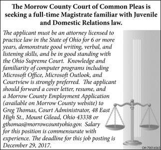 Magistrate familiar Morrow County Court of Common Pleas